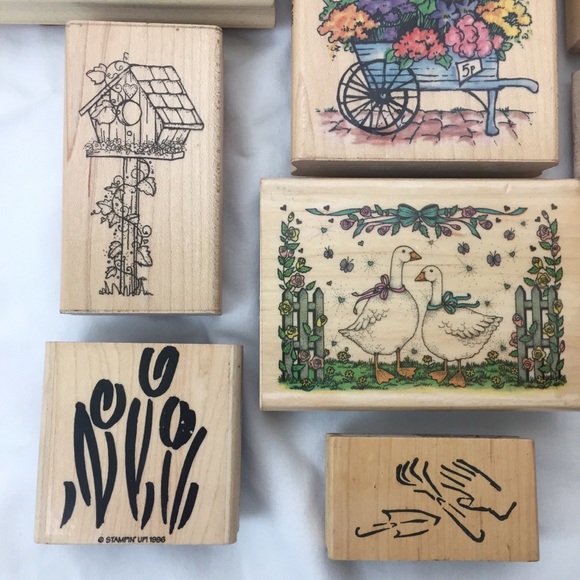 Office Rubber Stamps Crafting Wood Flower Garden Stamps Poshmark